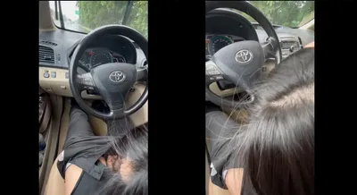 Cô bạn gái mưa thích bú liếm trên xe ô tô